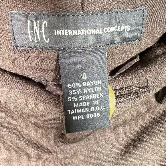 INC International Concepts brown mid rise boot leg casual legging pants 4 B116 - Picture 3 of 5